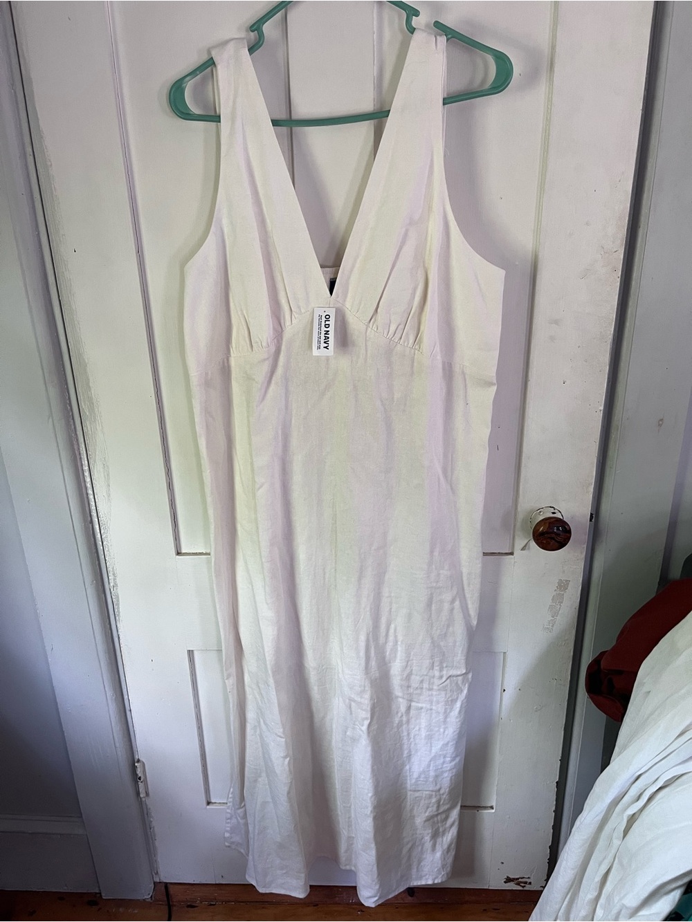Old Navy White V-Neck Slip Dress Maxi